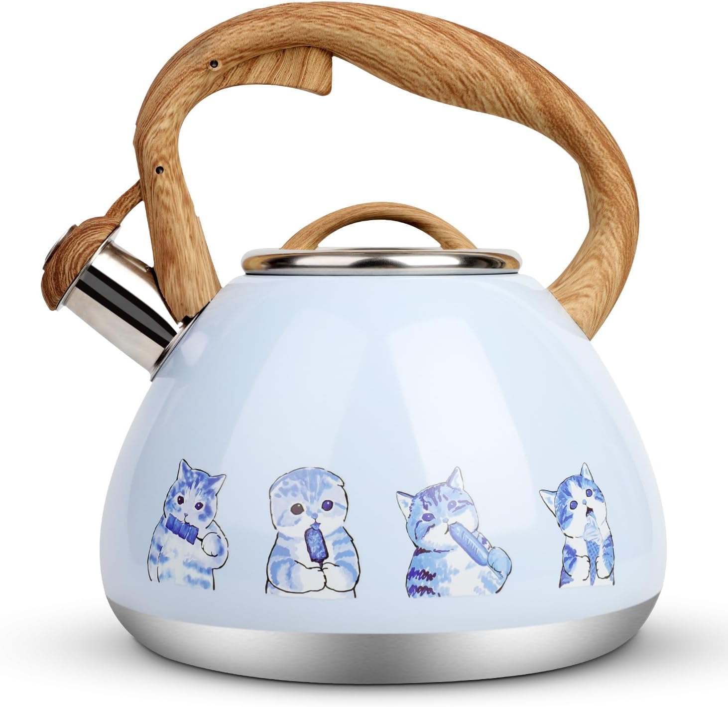 Toptier Whistling Tea Kettle with Unique Cat Design and Handle