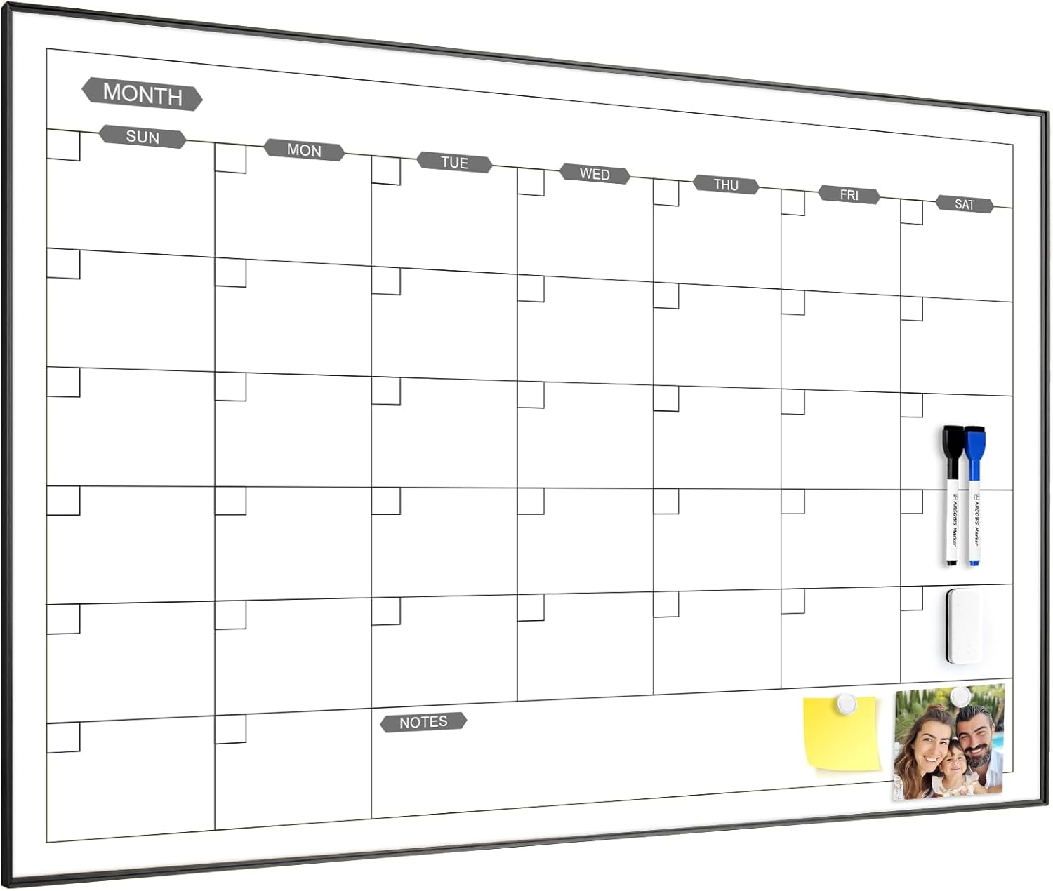 ARCOBIS Dry Erase Calendar for Wall - Magnetic Monthly Planner