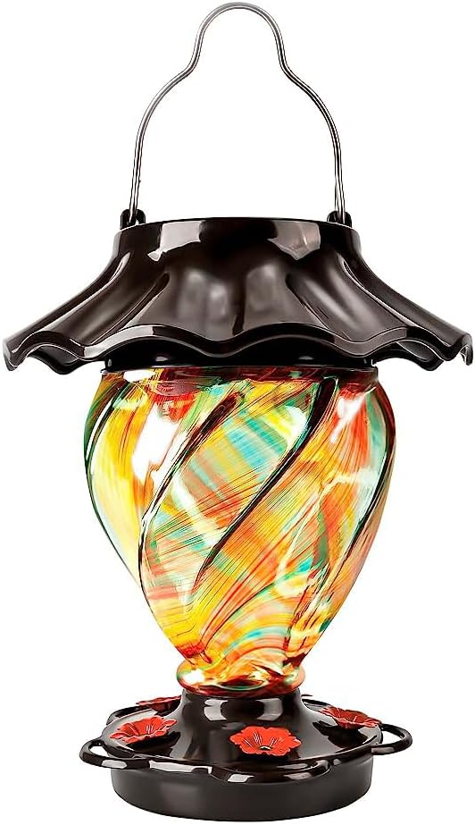 Solar Powered Color Changing Hummingbird Feeder for Outdoors
