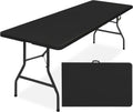 8ft Plastic Folding Table 300 lb Capacity - Black Portable Table