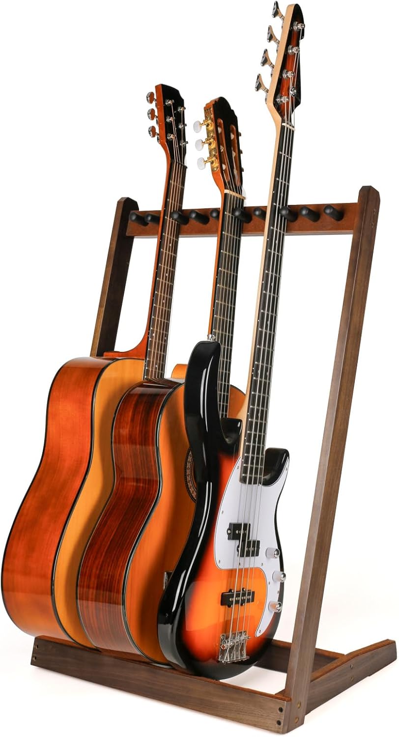 HilerPunk Wooden Multiple Guitar Stand for Home or Studio