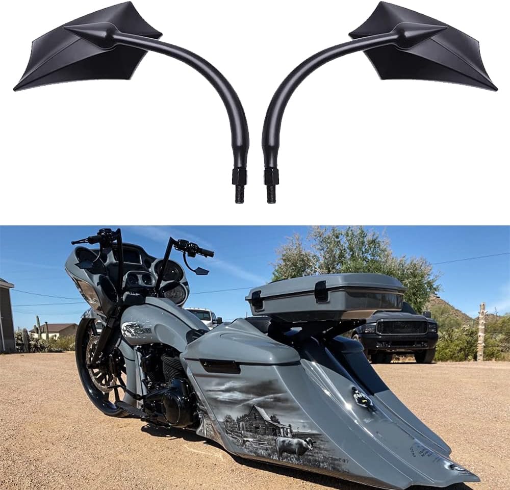 Black Irregular Shape Motorcycle Mirrors for Harley and More
