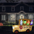 8FT Halloween Inflatable Ghoul Bus with LED Lights - Giant Yard