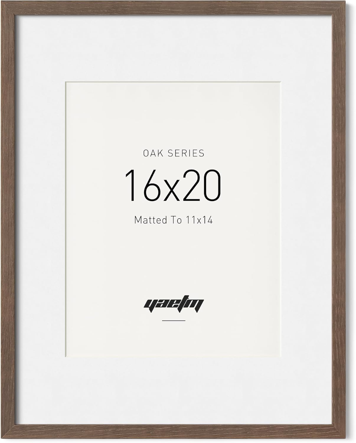 Yaetm 16x20 Picture Frame with Mat for 11x14 - Solid Walnut