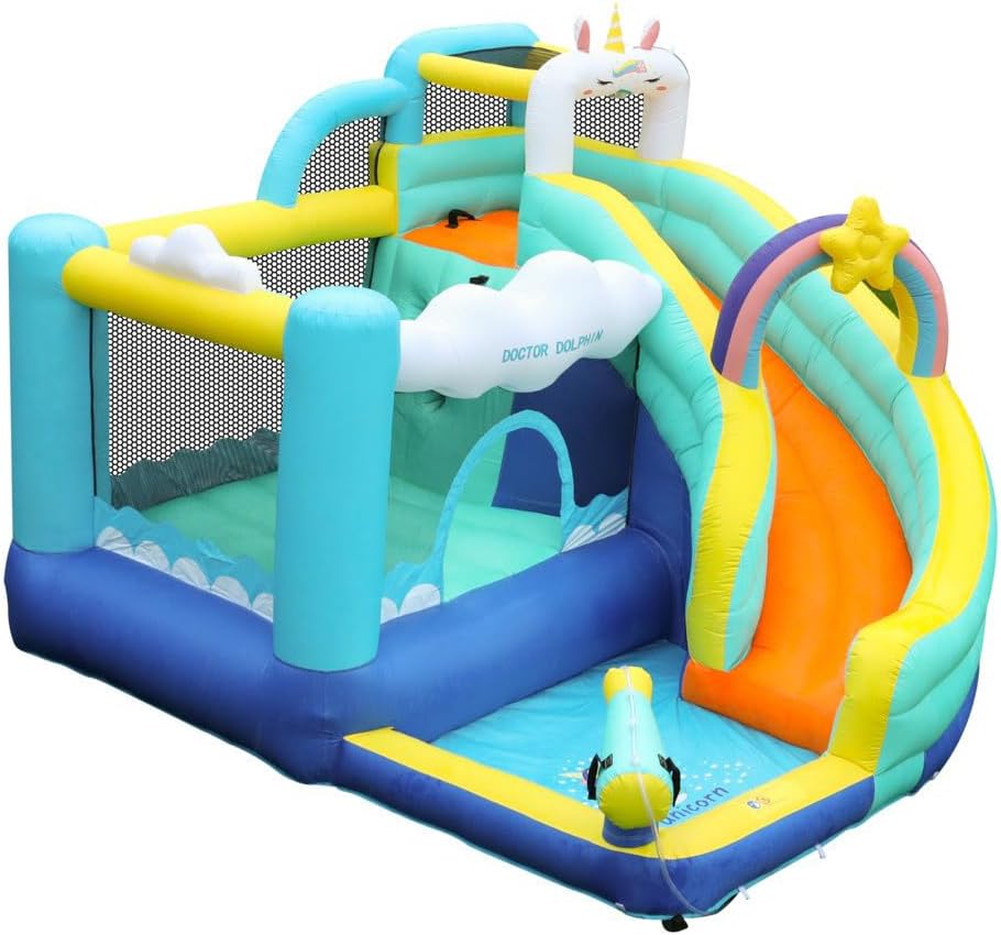 Doctor Dolphin Unicorn Water Slide Bounce House for Kids Fun