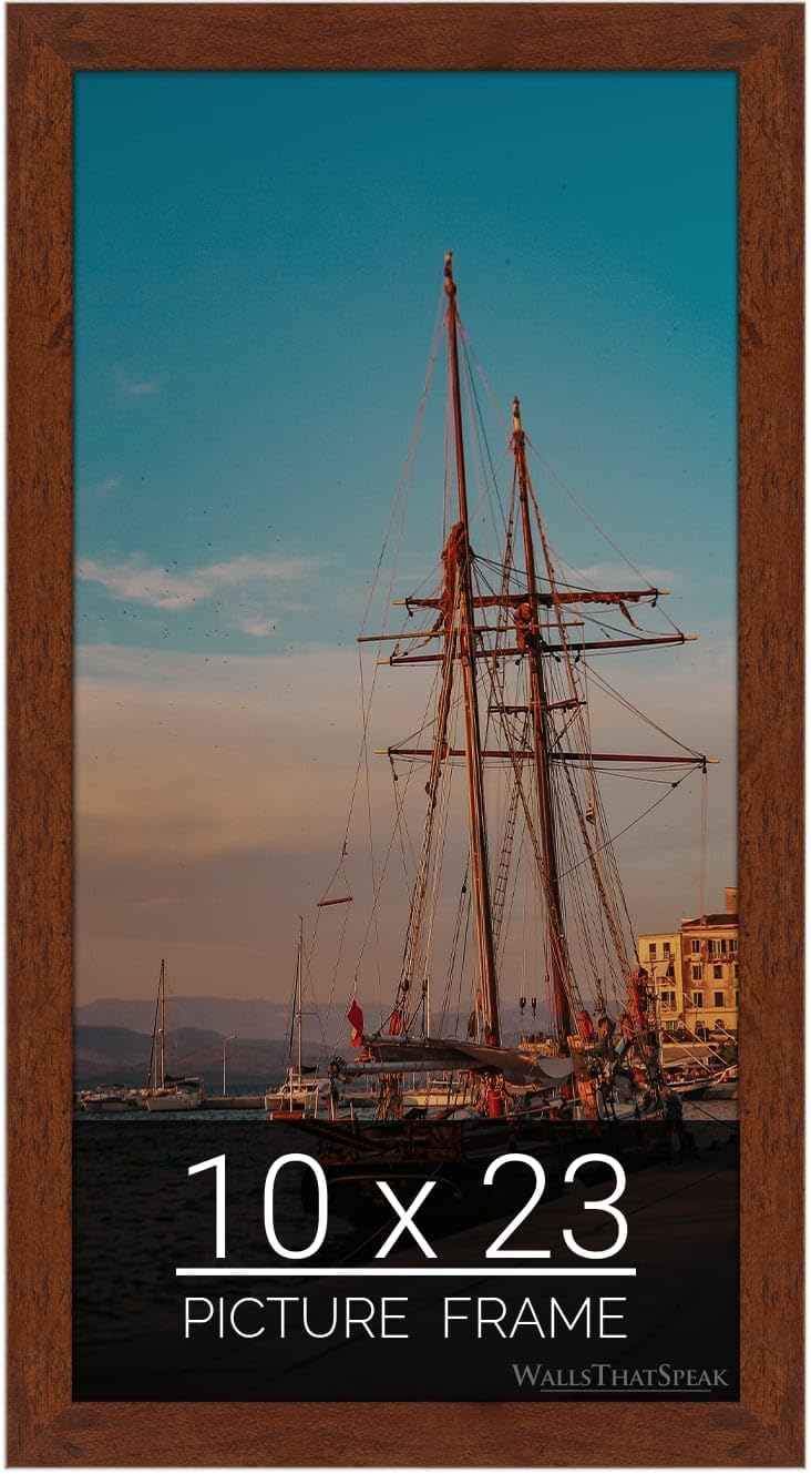 10x23 Dark Walnut Rustic Pine Picture Frame for Artwork Display