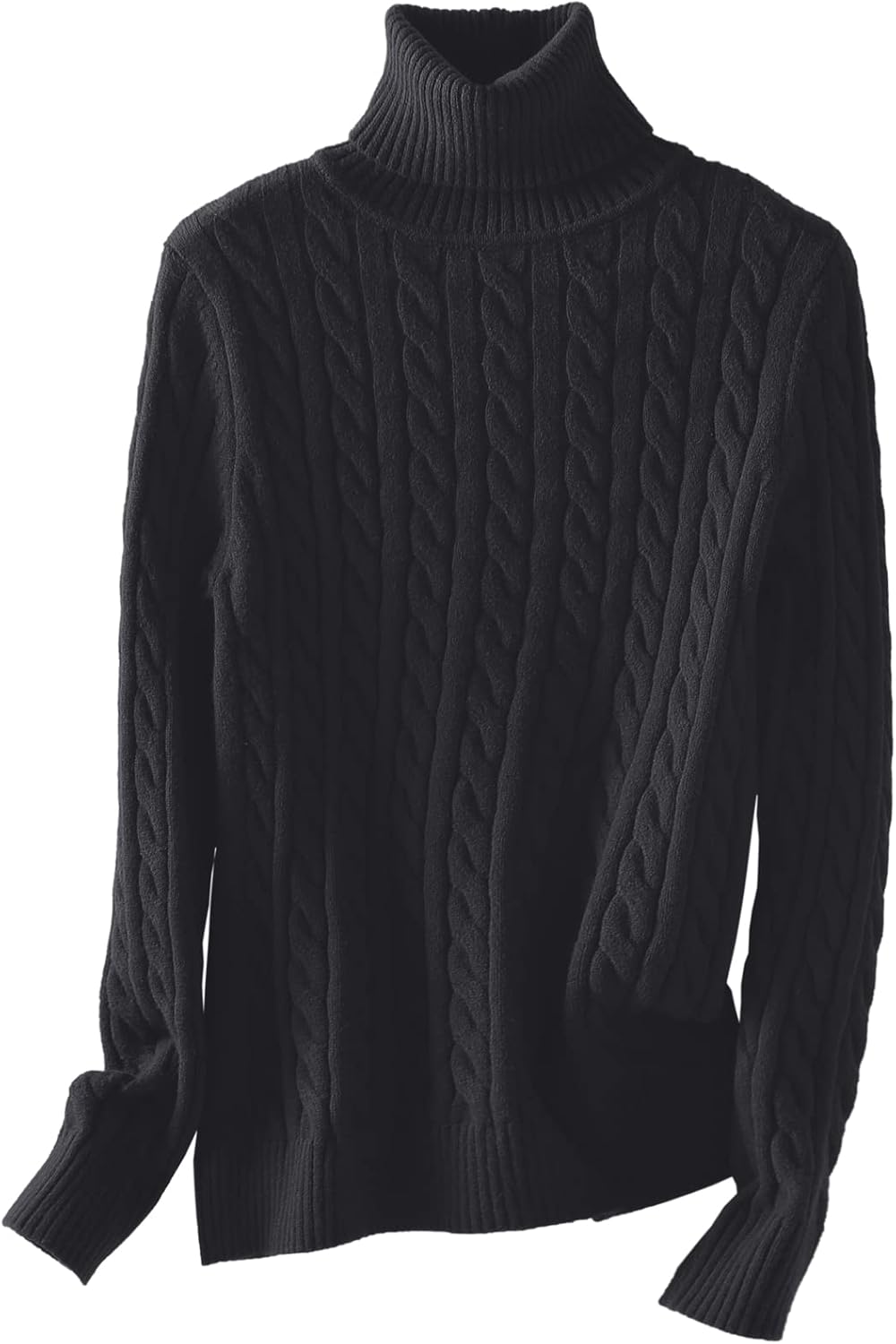 SANGTREE Women's Lightweight Cable Knit Turtleneck Sweater