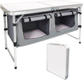 Folding Camping Table with Storage - Lightweight Adjustable Camp Table