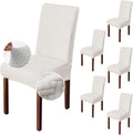 Genina Chair Covers for Dining Room Chairs 6 PCS - Stretch Fit White