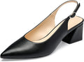 GENSHUO Women's Slingback Closed Toe Block Chunky Low Heel Pumps These