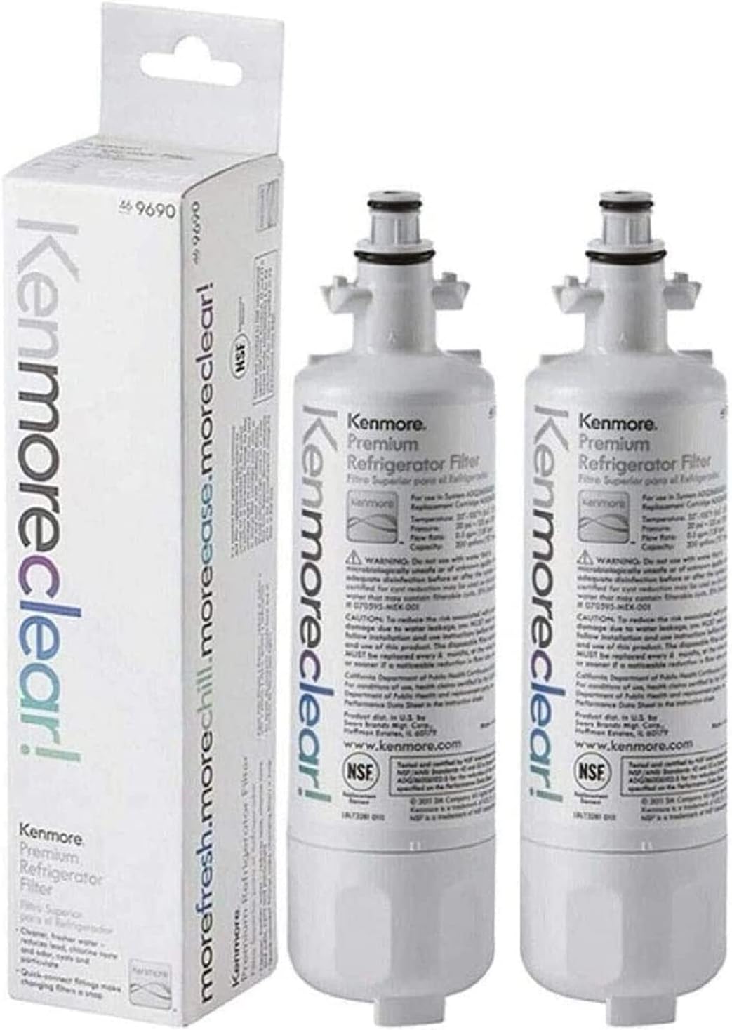 9690 Refrigerator Water Filter for Kenmore - 2-Pack BPA-Free