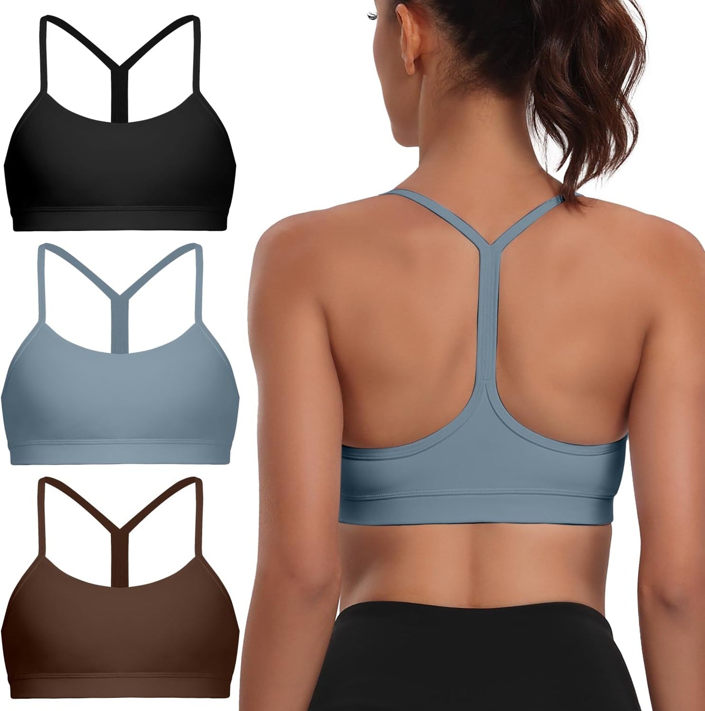 Spaghetti Strap Padded Sports Bras for Women - Y Back Design