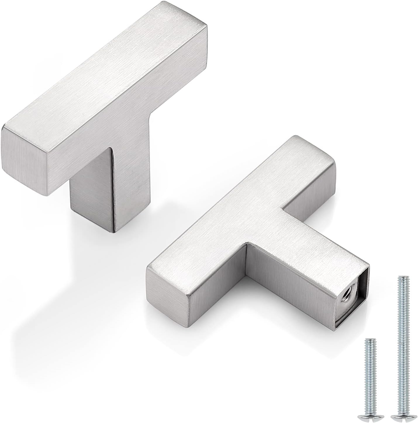 Probrico 30 Pack Square Bar Kitchen Door Knobs in Satin Nickel