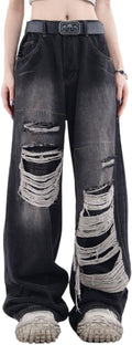 Baggy Jeans for Women Ripped Straight Leg High Waisted Distressed
