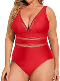 Daci Women Plus Size One Piece Swimsuits - V Neck Tummy Control