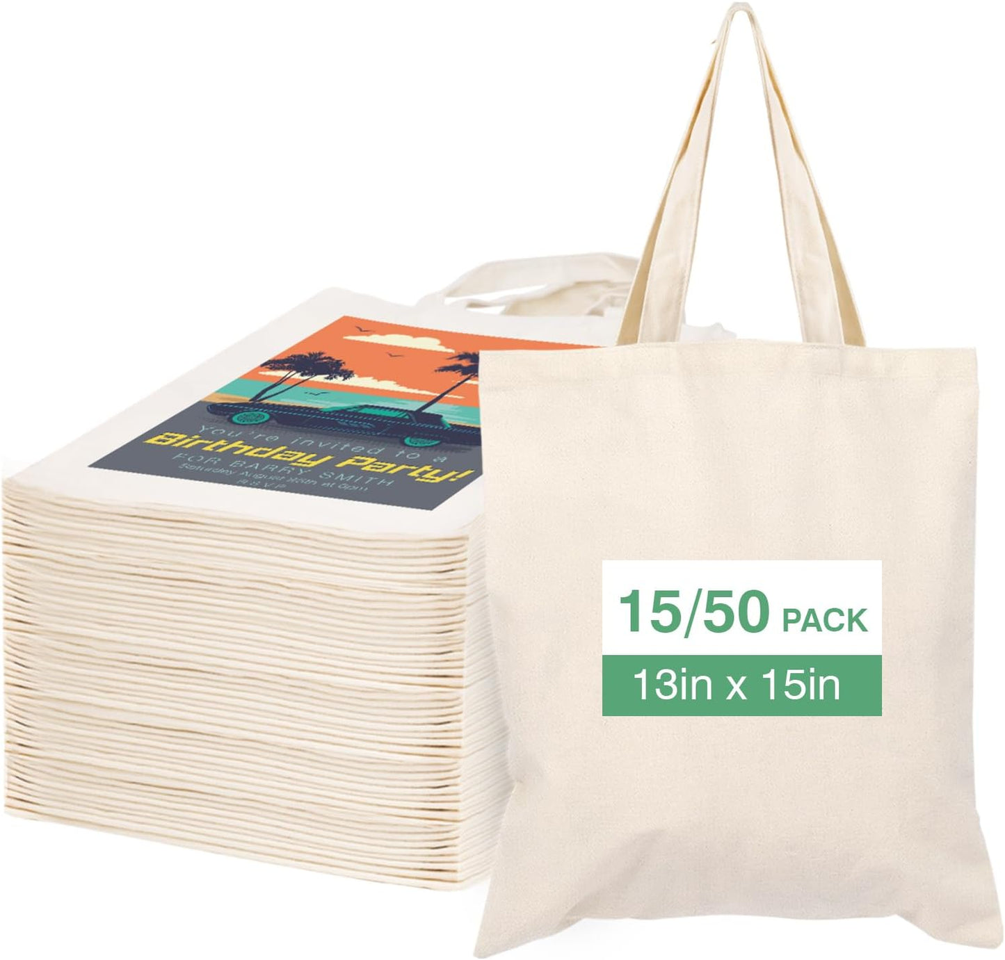 Durable 50 Pack Canvas Tote Bags for DIY Gifts and Shopping
