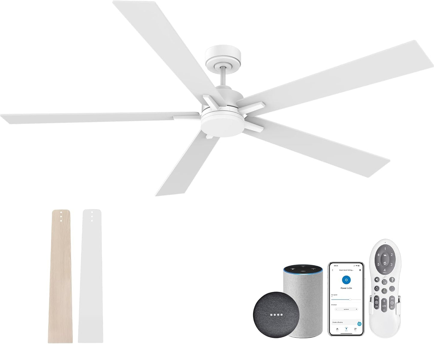 72 Inch Large Smart Ceiling Fan with Lights and Remote Control