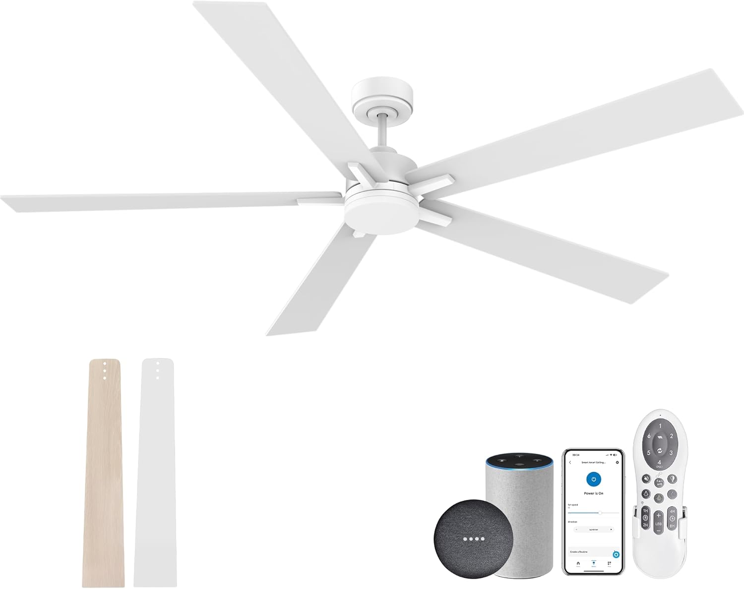 72 Inch Large Smart Ceiling Fan with Lights and Remote Control