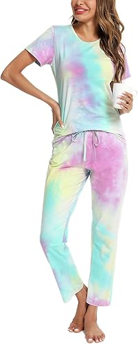 EISHOPEER Women's Pajama Set Cute Printed Sleepwear for Comfort