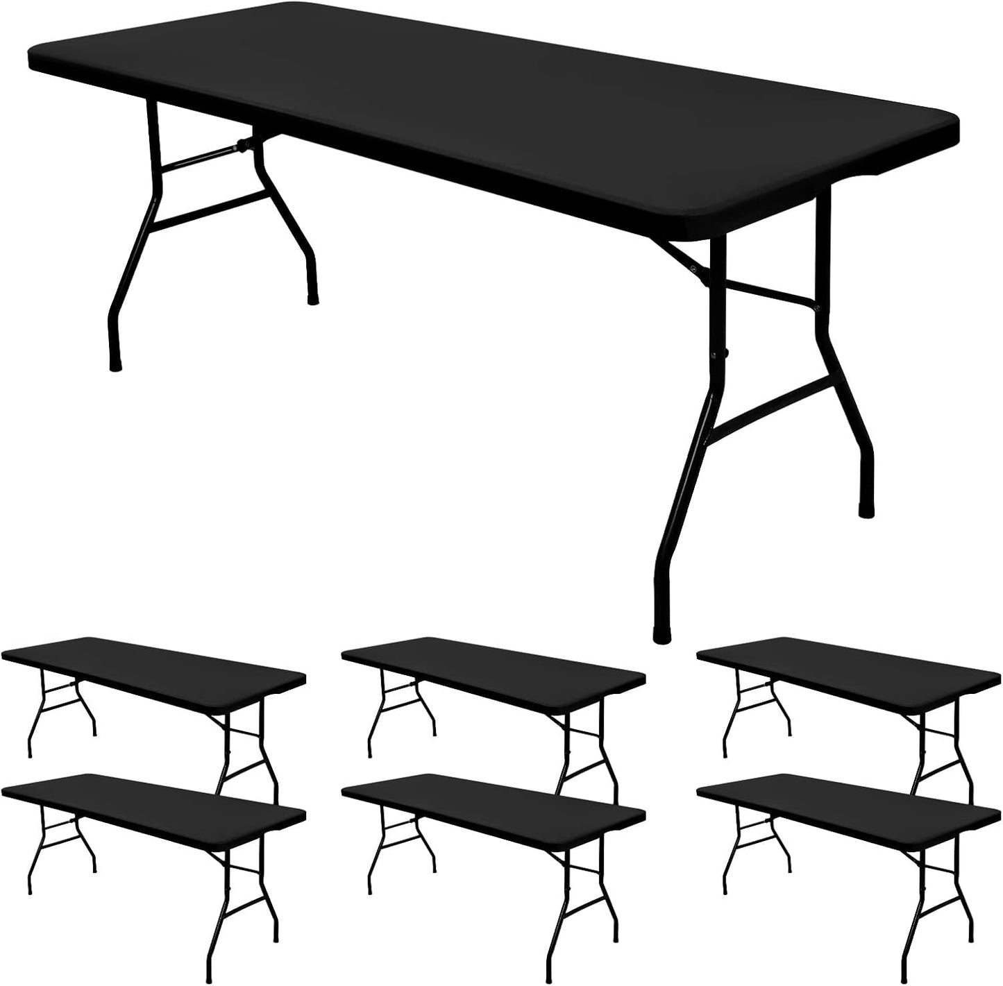 6 Pack Stretch Fabric Table Top Cap Cover for 6ft Tables