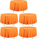 LTC LINENS 5 Pack 90 in Round Tablecloth Orange - Wrinkle Resistant