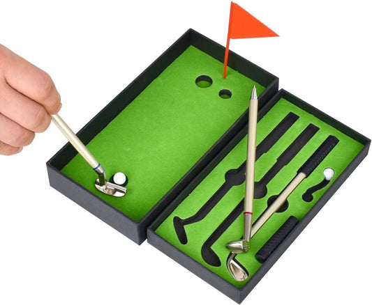 Mini Golf Pen Set - 3 Ink Colors for Stress Relief & Fun!