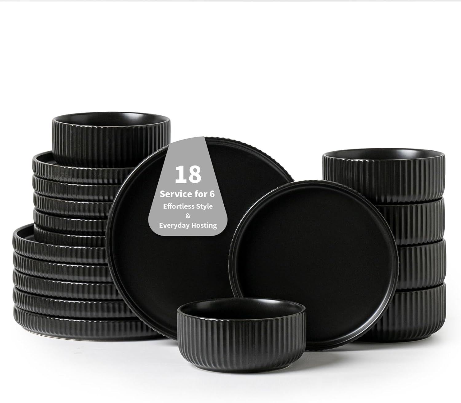 Modern Black Ceramic Dinnerware Set for Stylish Families