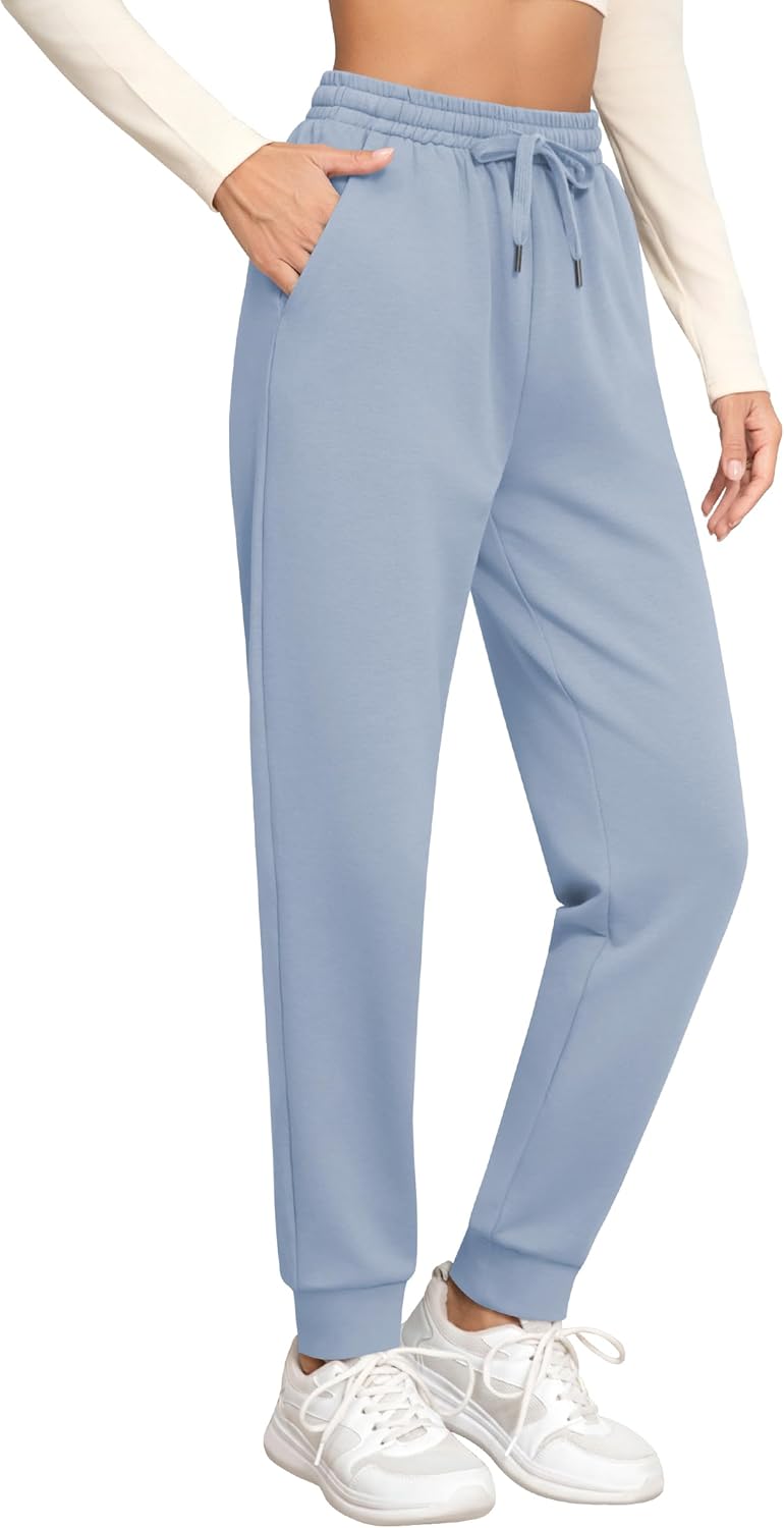 Missufe Women's High Waisted Fleece Baggy Sweatpants for Comfort
