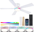 46ft Flush Mount RGB Ceiling Fan with Lights - Low Profile