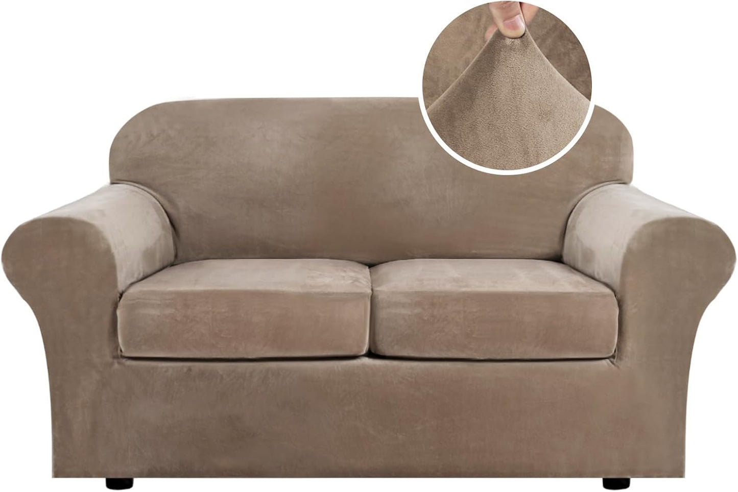 H.VERSAILTEX Real Velvet Plush 3 Piece Stretch Sofa Covers