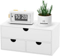 Bamboo Desk Organizer with Drawers - Stackable Desktop Storage