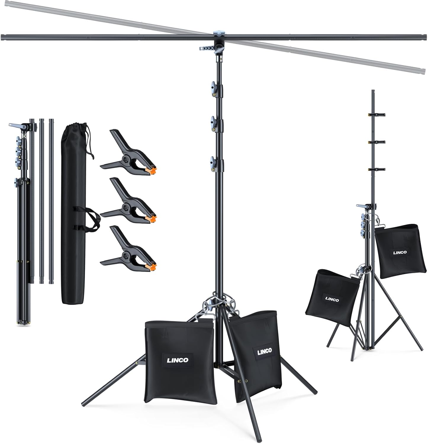 LINCO T-Shape Portable Background Support Stand Kit for Photos
