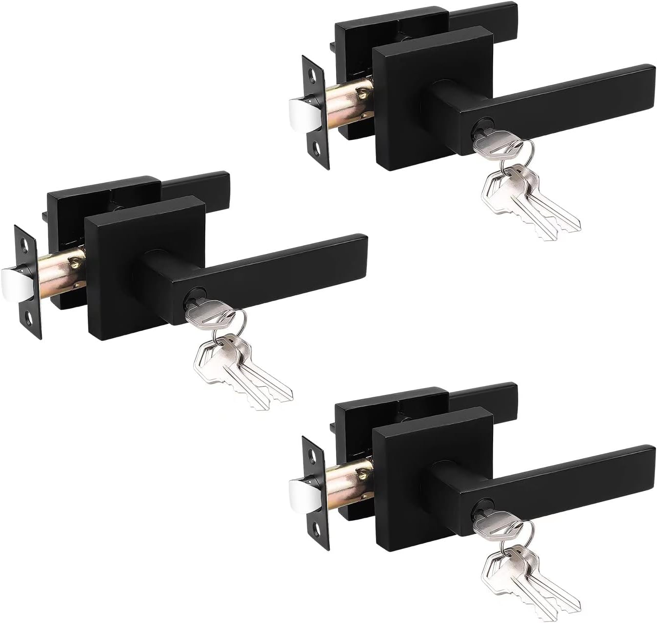Probrico Entry Door Lever with Lock and Key for Security