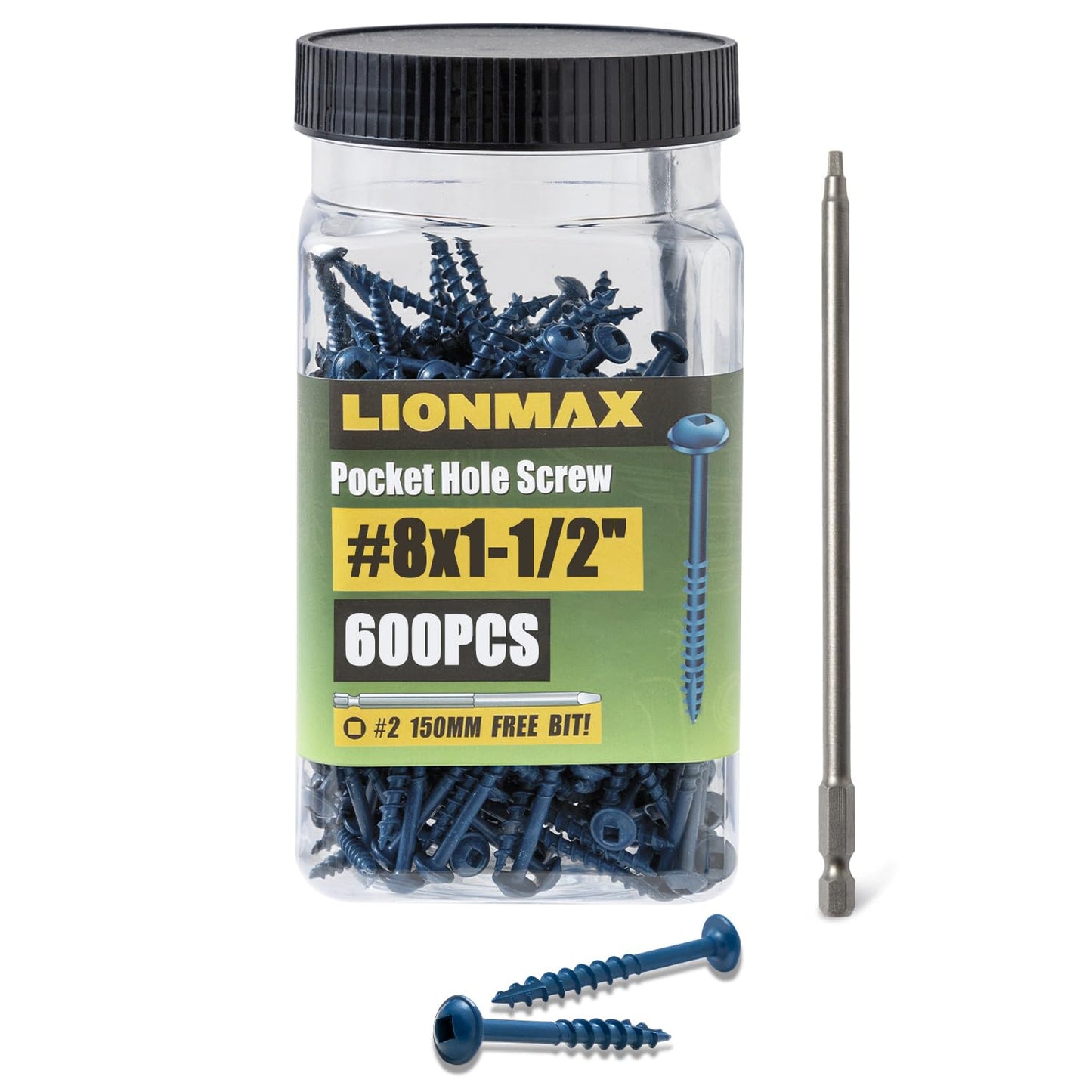 LIONMAX Pocket Hole Screws 1-1/2 Inch for Wood Joinery