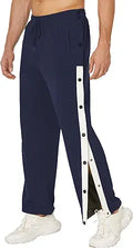Men's Tear Away Basketball Pants High Split Snap Button Sweatpants