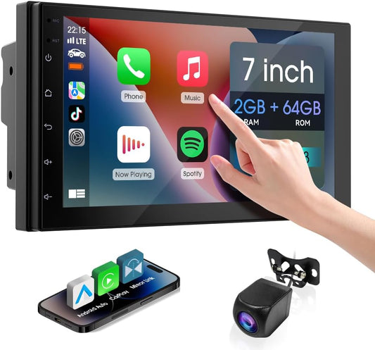 7 Inch Wireless Double Din Car Stereo with Apple Carplay Features