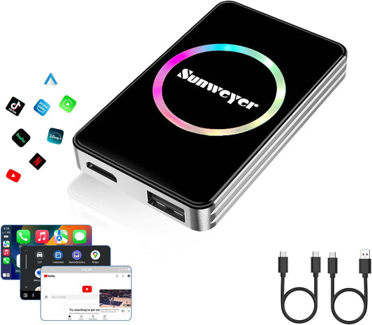 Wireless CarPlay Adapter with Ambient Light - Stream Anywhere!