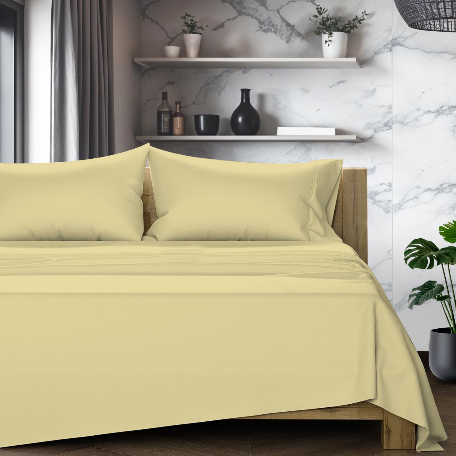 Luxurious 100% Egyptian Cotton Queen Sheets Set for Comfort