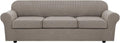 Large Taupe 4-Piece Stretch Sofa Covers for 3 Cushion Couch - Jacquard