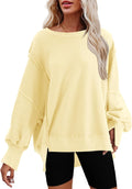 Womens Oversized Crewneck Sweatshirt Side Slit - Slouchy Fit