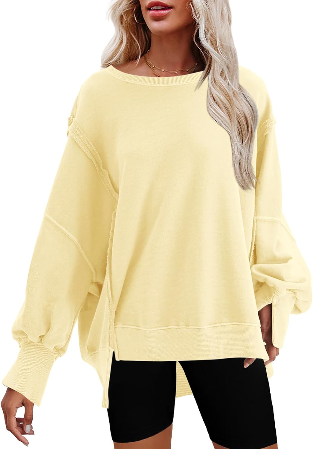 Nirovien Womens Oversized Crewneck Sweatshirt for Cozy Style