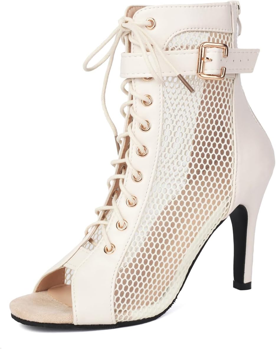 UTIKLIOU Women's Mesh Sandals: Peep Toe High Top Summer Boots