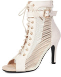UTIKLIOU Women's Mesh Peep Toe High Top Sandals - Stylish Summer Heels