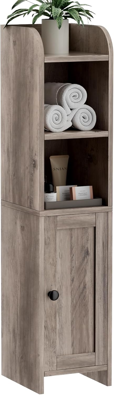 Homhedy Small Bathroom Storage Corner Floor Cabinet for Space