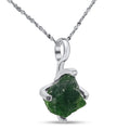 Natural Raw Green Tourmaline Pendant Chain Necklace - Dainty
