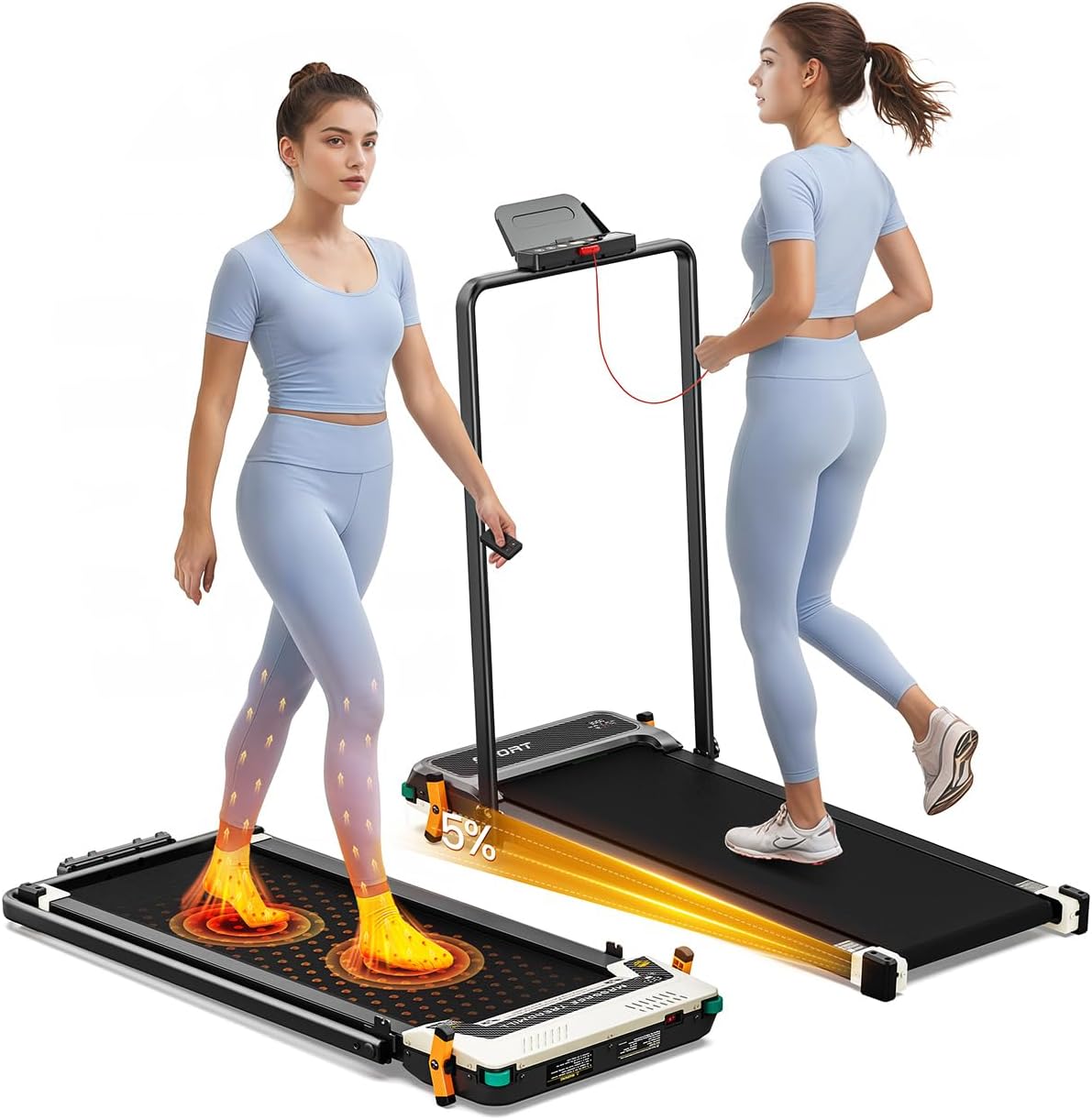 FUNRAY Versatile Walking Pad Treadmill with Foot Massage Feature