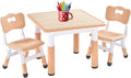 Natural Kids Table and 2 Chairs Set - Height Adjustable Toddler Set