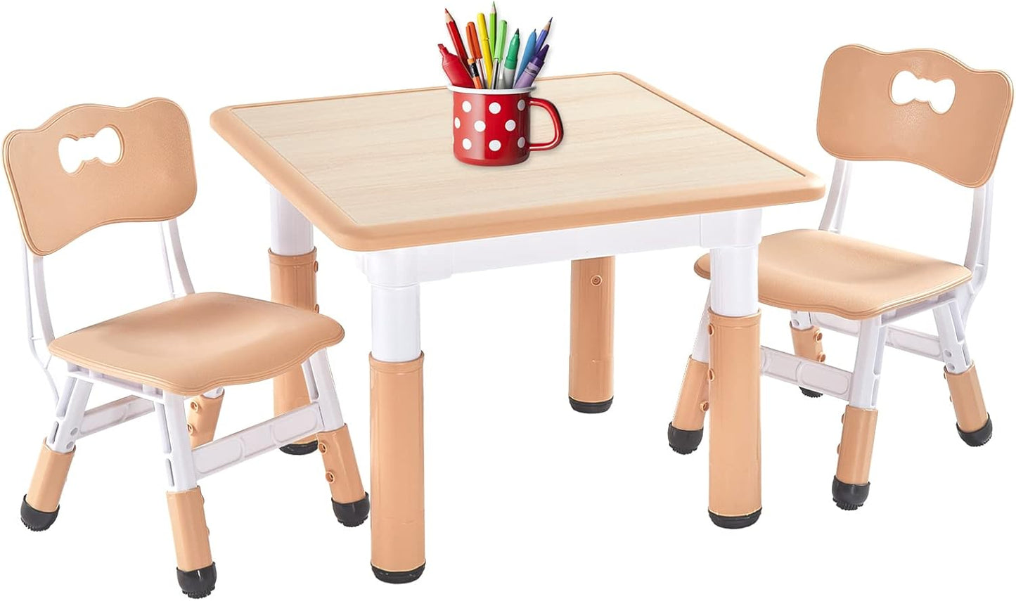 FUNLIO Kids Table and 2 Chairs Set for Ages 3-8, Adjustable