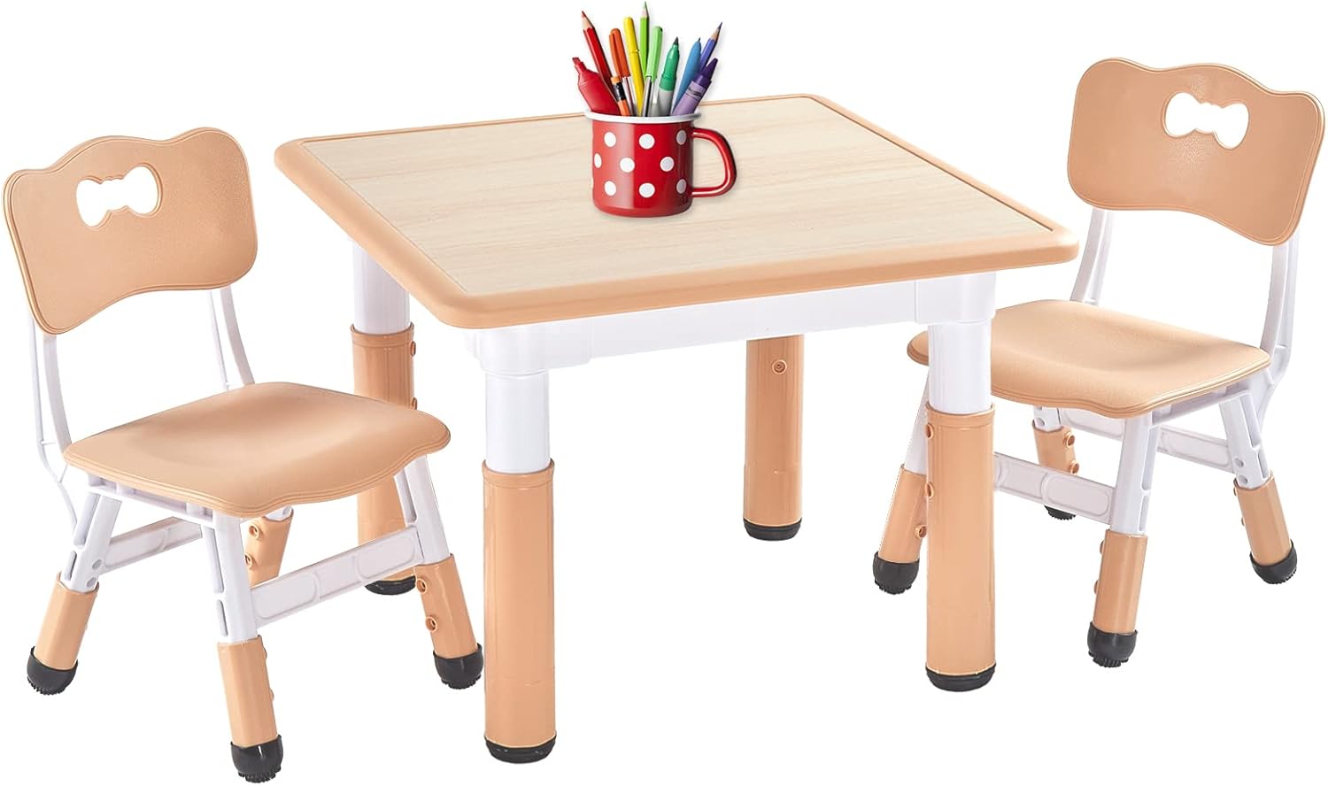 FUNLIO Kids Table and 2 Chairs Set for Ages 3-8, Adjustable