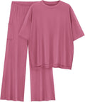 Womens 2 Piece Outfits Summer Lounge Set - Loose Short Sleeve Fit